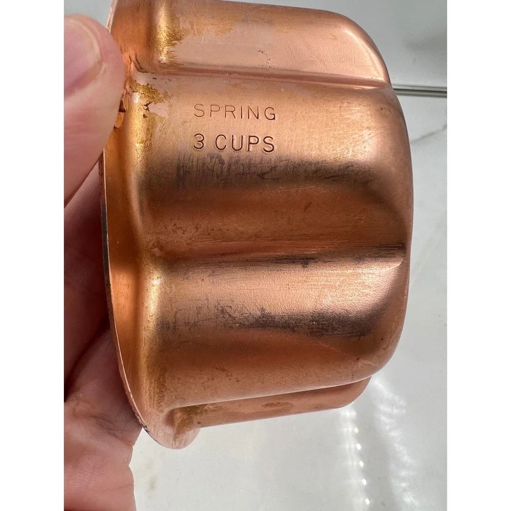 Vintage Spring Copper Jello Mold 3 Cup Oval Sunburst Floral Wall Decor Pan